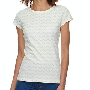 Women's Short Sleeve Chevron Tee - Off- White Sz XL